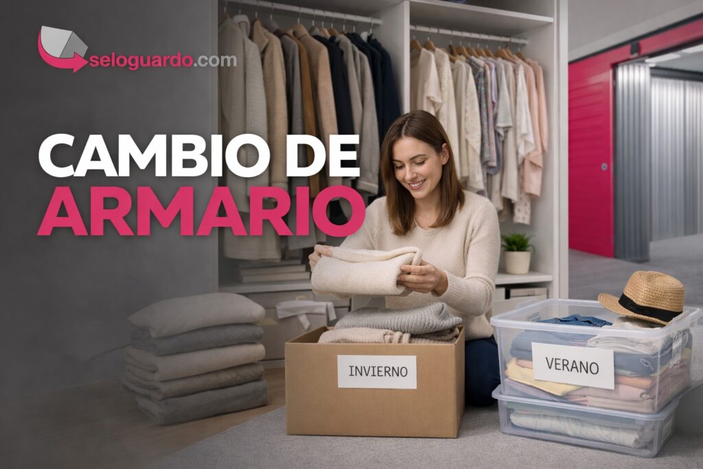 Imagen de persona realizando el cambio de armario en una habitación.