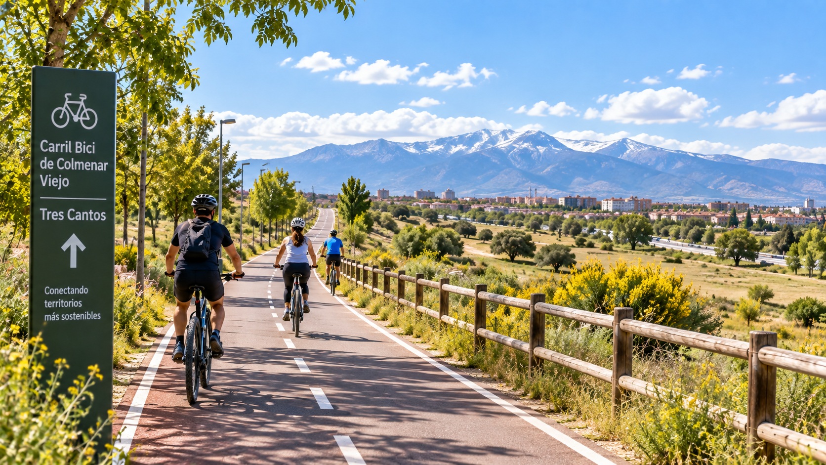 Ruta en bici por el carril bici de Colmenar Viejo hacia Tres Cantos
